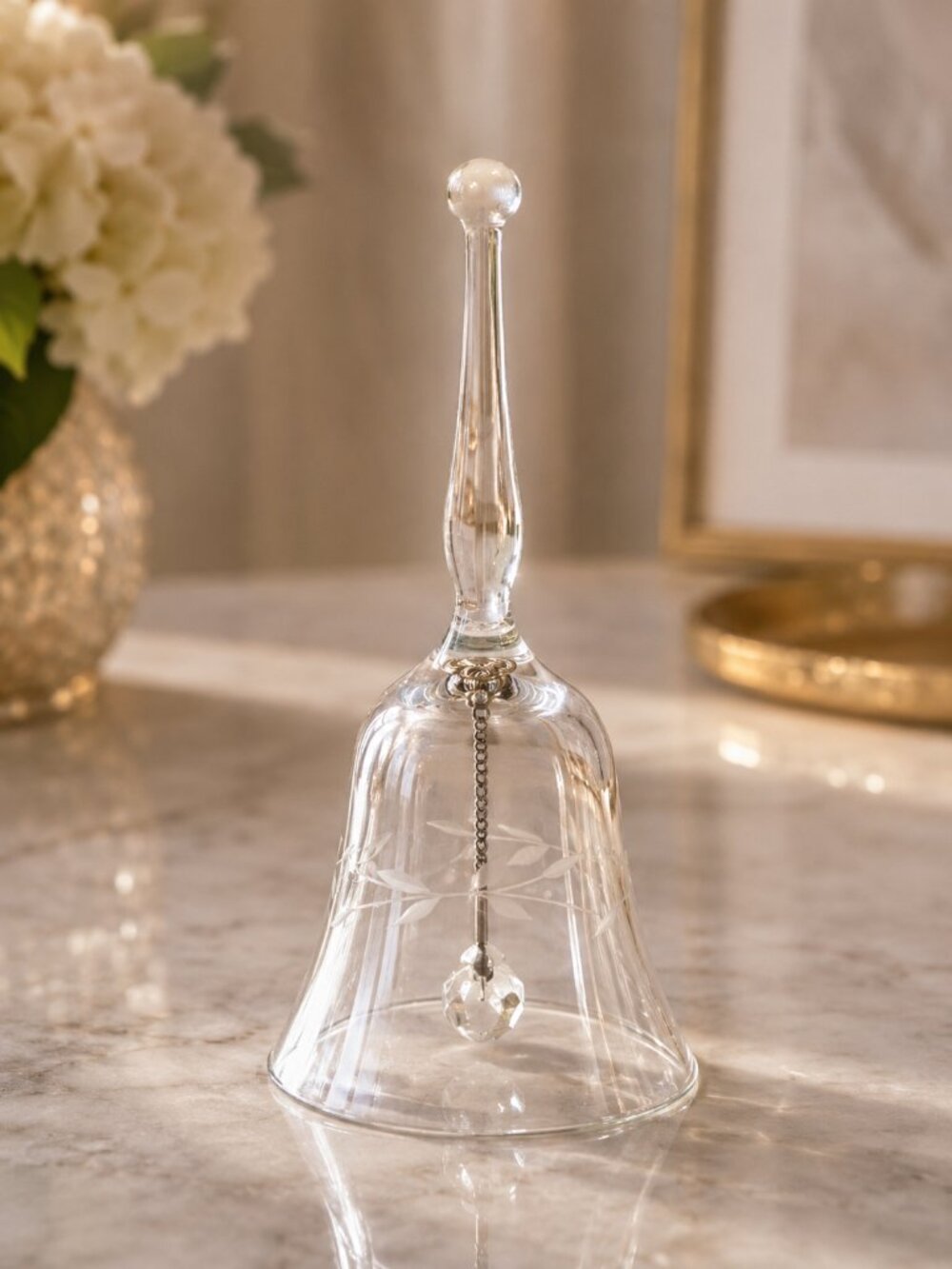 Vintage Princess House Heritage Etched Crystal Bell #495 Style 6” Clear Glass